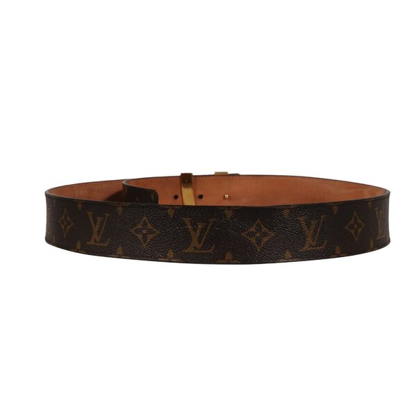 Louis Vuitton Monogram LV Initials Buckle Belt 90 36 Brown Coated Canvas Gold - Picture 4 of 10